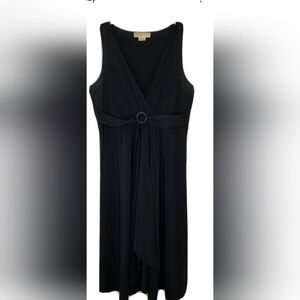 Michael Kors Black Sleeveless V-Neck Dress LBD  Tie Waist